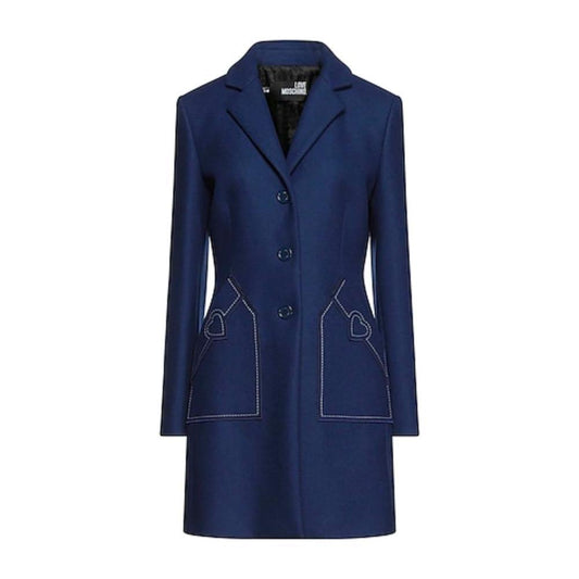 Love Moschino Blue Wool Women Coat