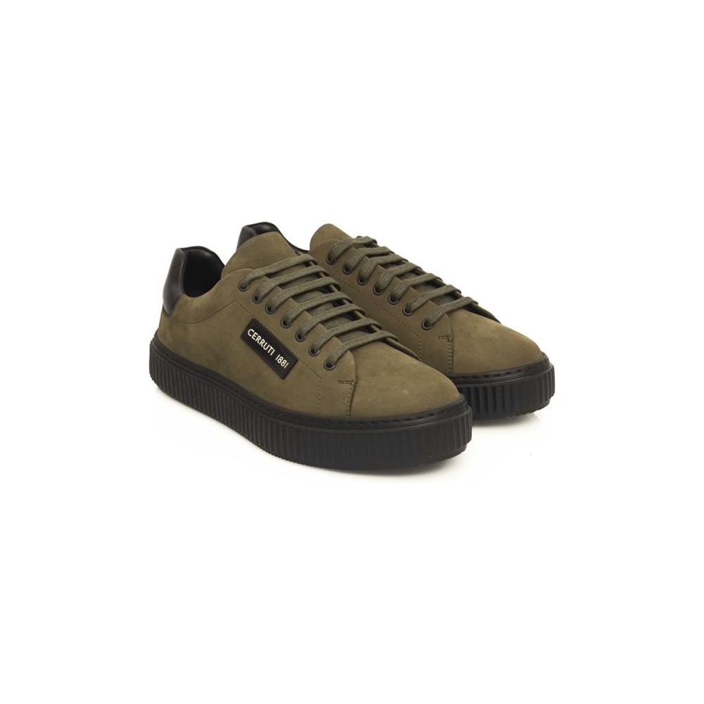 Cerruti 1881 Green Cowhide Men Sneaker