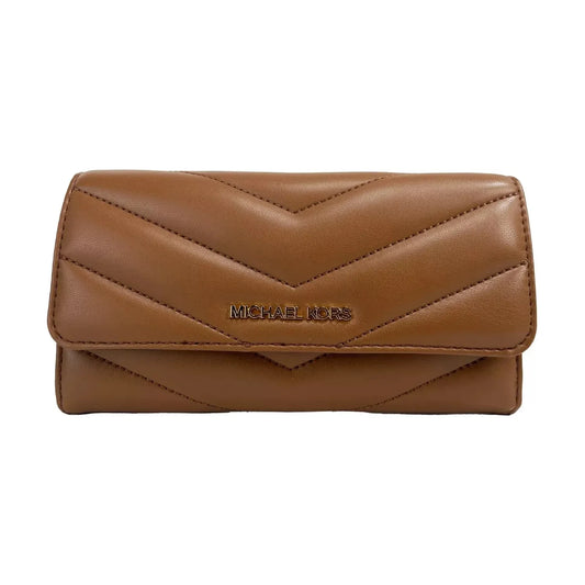 Michael Kors Jet Set Travel Large Quilted Leather Trifold Wallet Brown