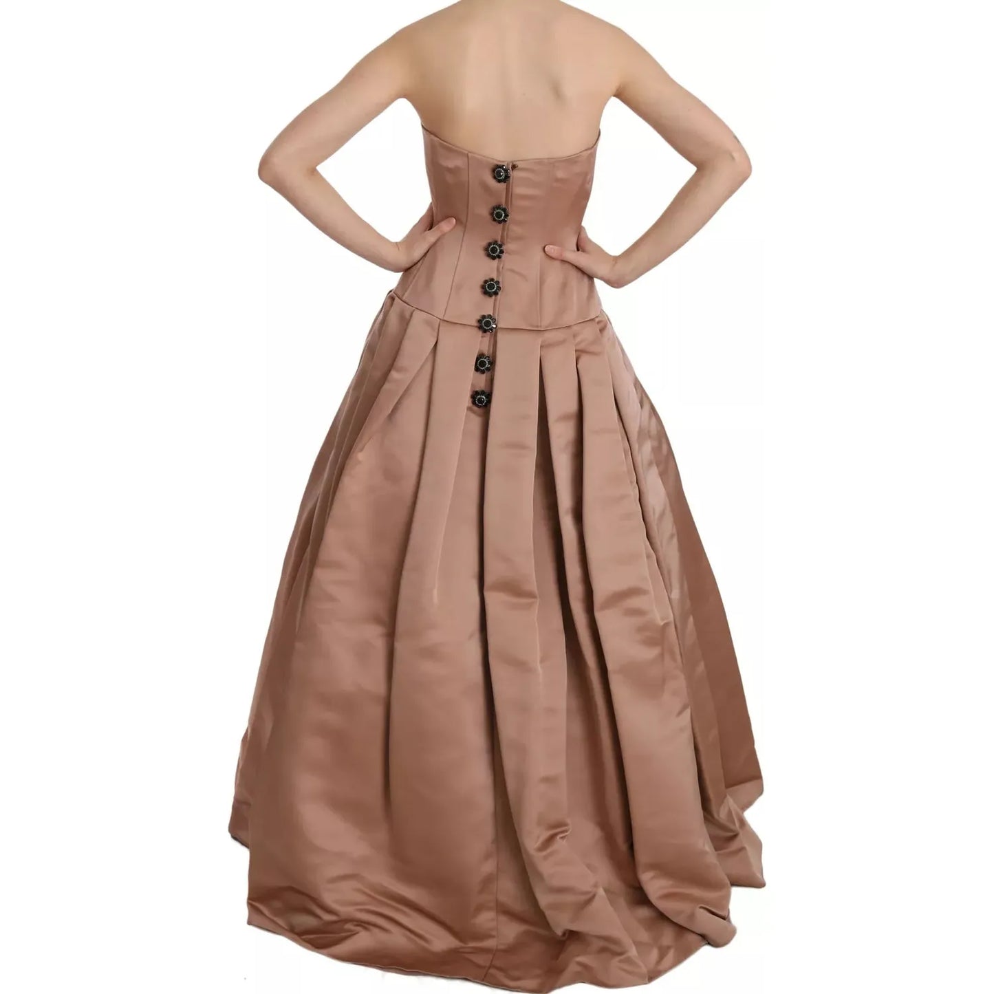 Dolce & Gabbana Crystal Pink Silk Chandelier Ball Gown Dress DR1667