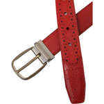 Dolce & Gabbana Red Perforated Leather Metal Buckle Belt Men BEL9182-85