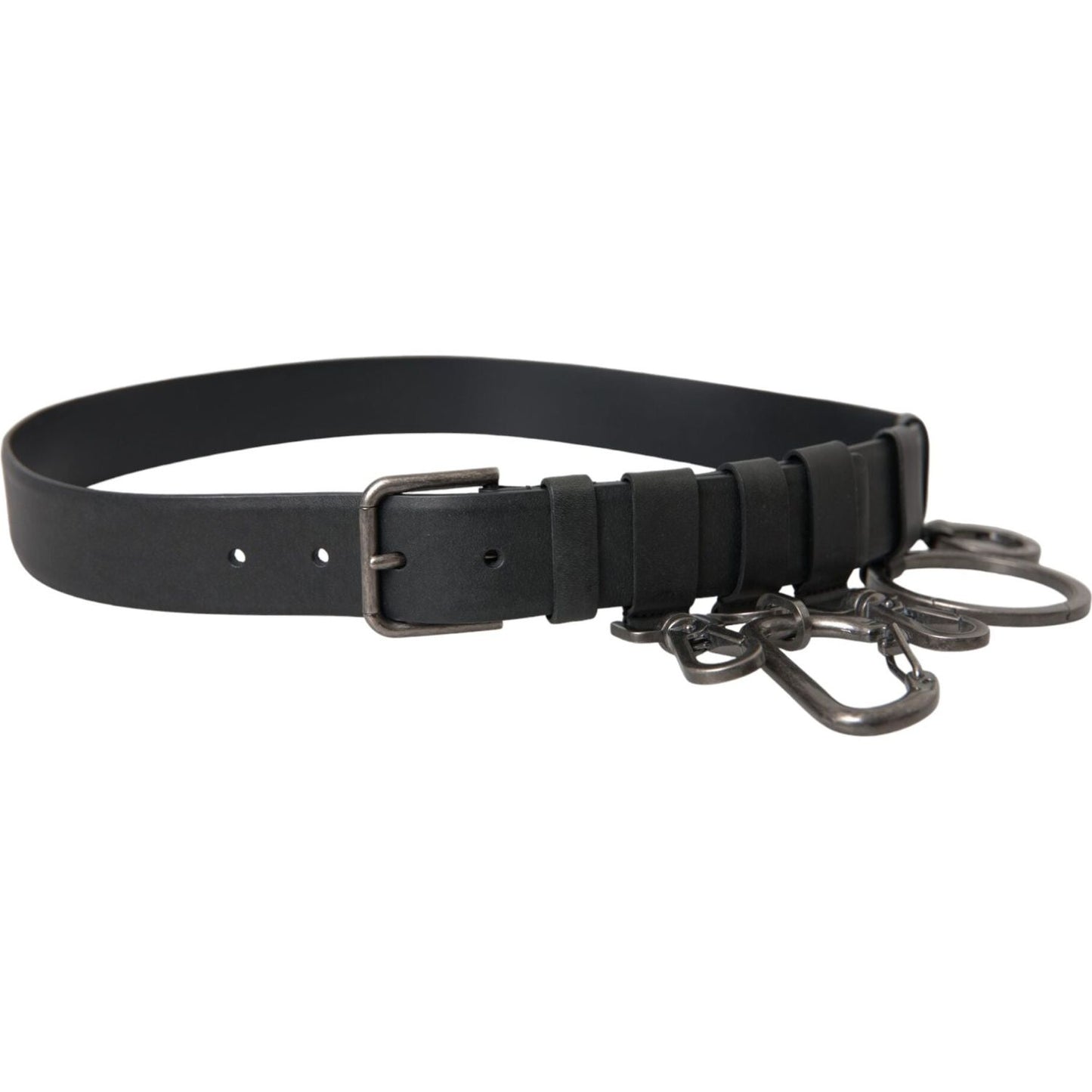 Dolce & Gabbana Black Calf Leather Silver Metal Buckle Belt BEL9222-90