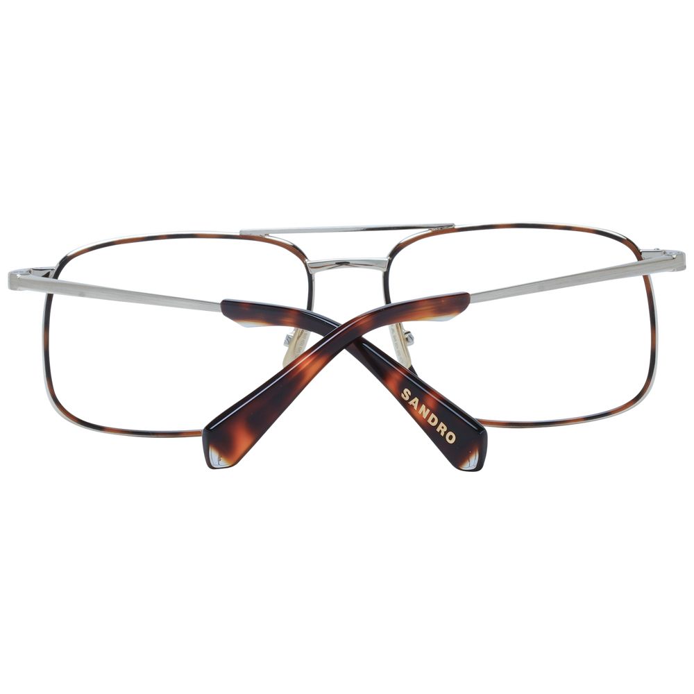 Sandro Brown Men Glasses Frame, aviator style with brown metal frame and demo lenses, includes branded case, no extra protection.