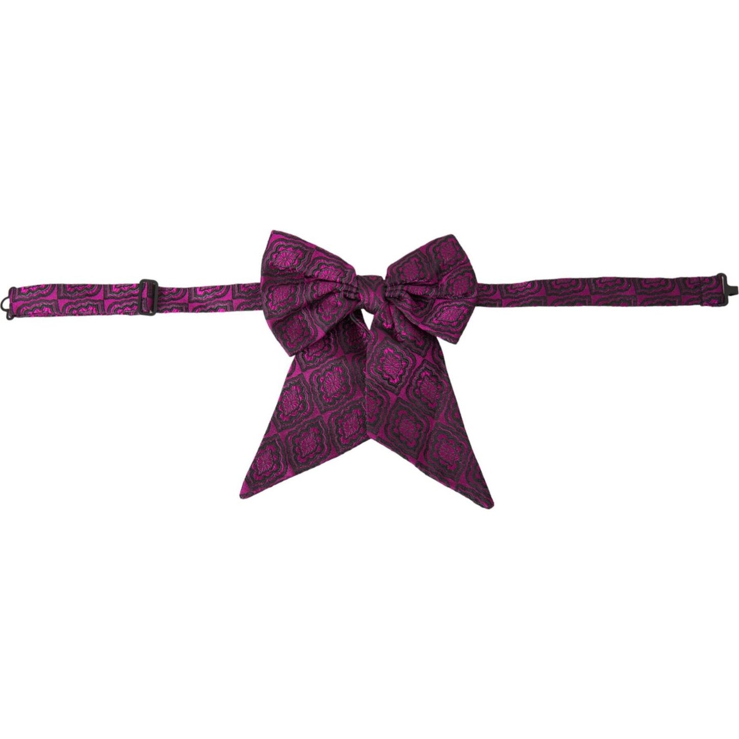 Dolce & Gabbana purple silk bow tie with ribbon pattern, adjustable for men, made in Italy, 12cm x 15.5cm.