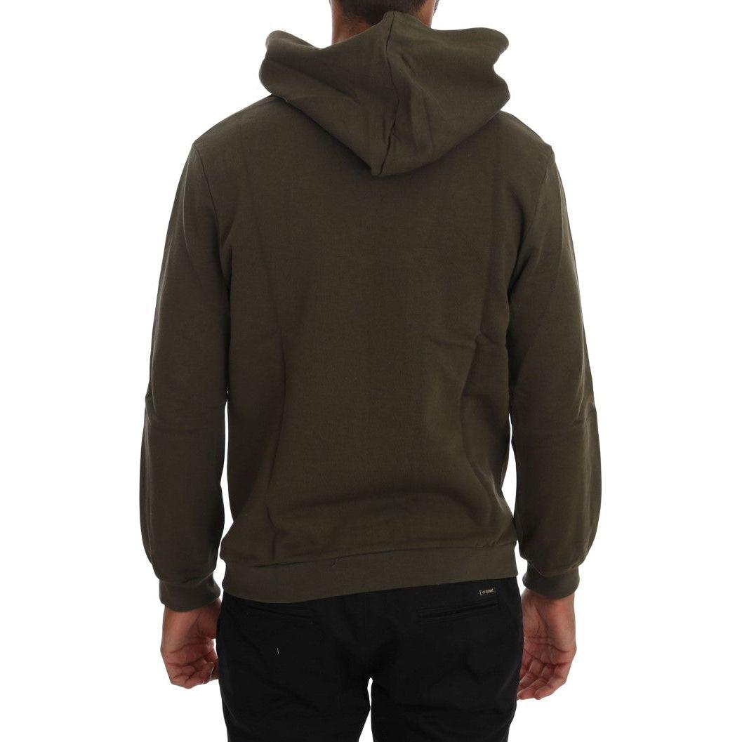 Daniele Alessandrini Green Pullover Hodded Cotton Sweater