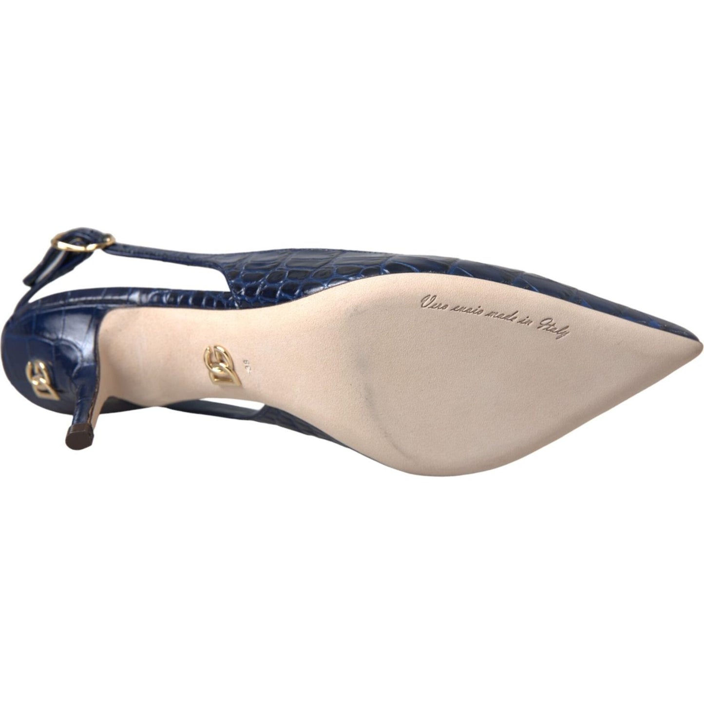 Dolce & Gabbana Dark Blue Croc Leather Slingbacks Shoes LA11160-38