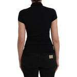 Costume National Black Turtleneck Viscose Short Sleeve Top TSH84147-S