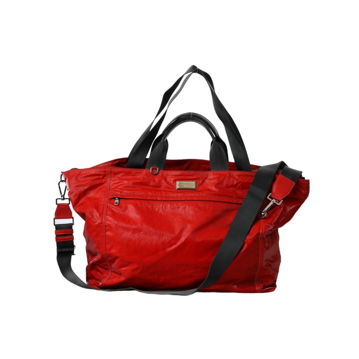 Dolce & Gabbana Red Nylon Calfskin Hand Shoulder Duffel Bag BAG1486