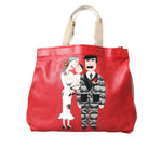 Dolce & Gabbana Red Leather #DGFamily Patch Shopping Tote Bag BAG1485