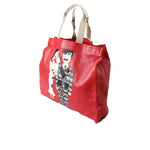 Dolce & Gabbana Red Leather #DGFamily Patch Shopping Tote Bag BAG1485