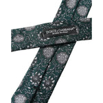 Dolce & Gabbana Green Floral Print Silk Adjustable Men Tie KRA3345