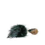 Dolce & Gabbana Green Gold Crystal Fur Headset Audio AUX Headphones SMY10424