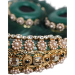 Dolce & Gabbana Green Gold Crystal Fur Headset Audio AUX Headphones SMY10424