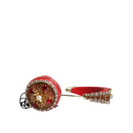 Dolce & Gabbana Red Nappa Leather Floral Crystal Headphone SMY10425