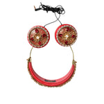 Dolce & Gabbana Red Nappa Leather Floral Crystal Headphone SMY10425