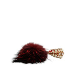 Dolce & Gabbana Red Gold Crystal Fur Headset Audio AUX Headphones SMY10426