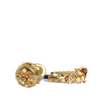 Dolce & Gabbana Gold Leather Floral Crystal Angel Headset Headphones SMY10427