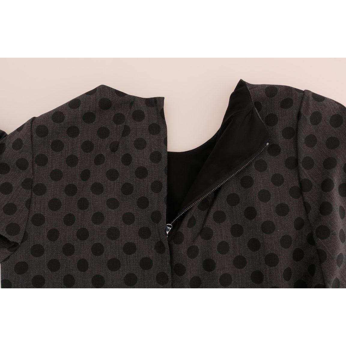 Dolce & Gabbana Gray Polka Dotted Wool Stretch Dress