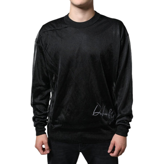 Dolce & Gabbana Black Polyester Pullover Sweatshirt Sweater