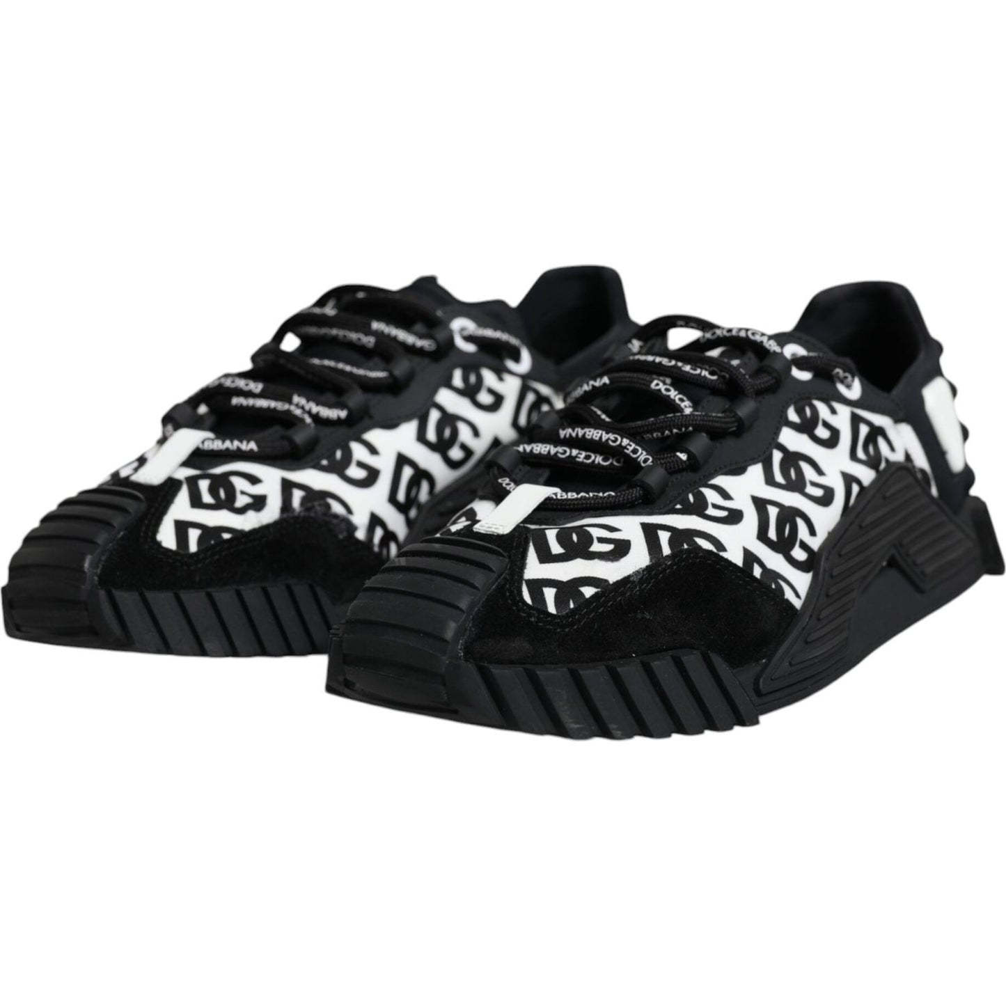 Dolce & Gabbana Black Logo Lace Up Low Top NS1 Sneakers Shoes