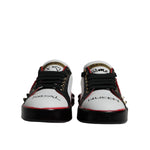 Dolce & Gabbana White Red Crystals Leather Portofino Sneakers Shoes LA12189-36.5