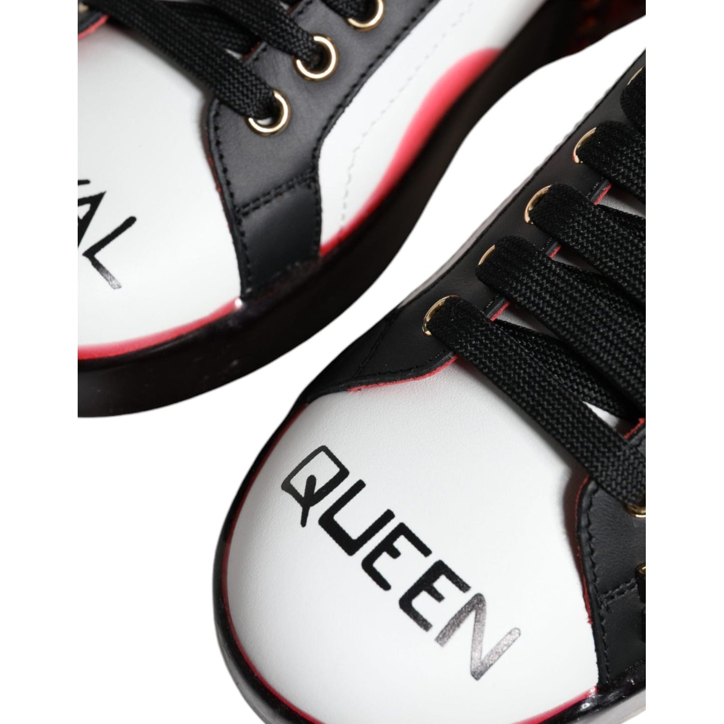 Dolce & Gabbana White Red Crystals Leather Portofino Sneakers Shoes LA12189-36.5