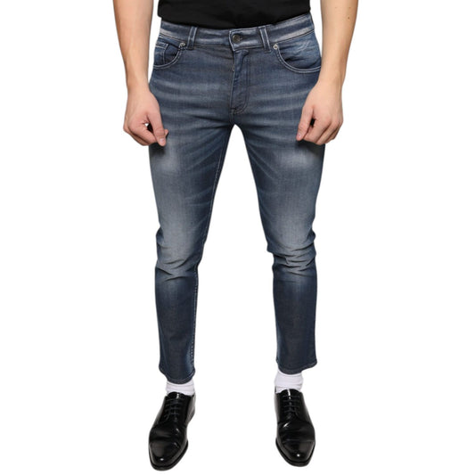 Dolce & Gabbana Dark Blue Washed Cotton Skinny Denim Jeans