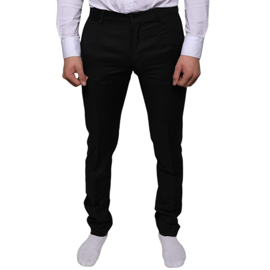 Dolce & Gabbana Black Wool Skinny Dress Formal Pants