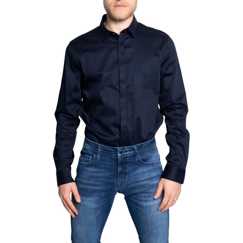 Armani Exchange Blue Cotton Dress Shirt