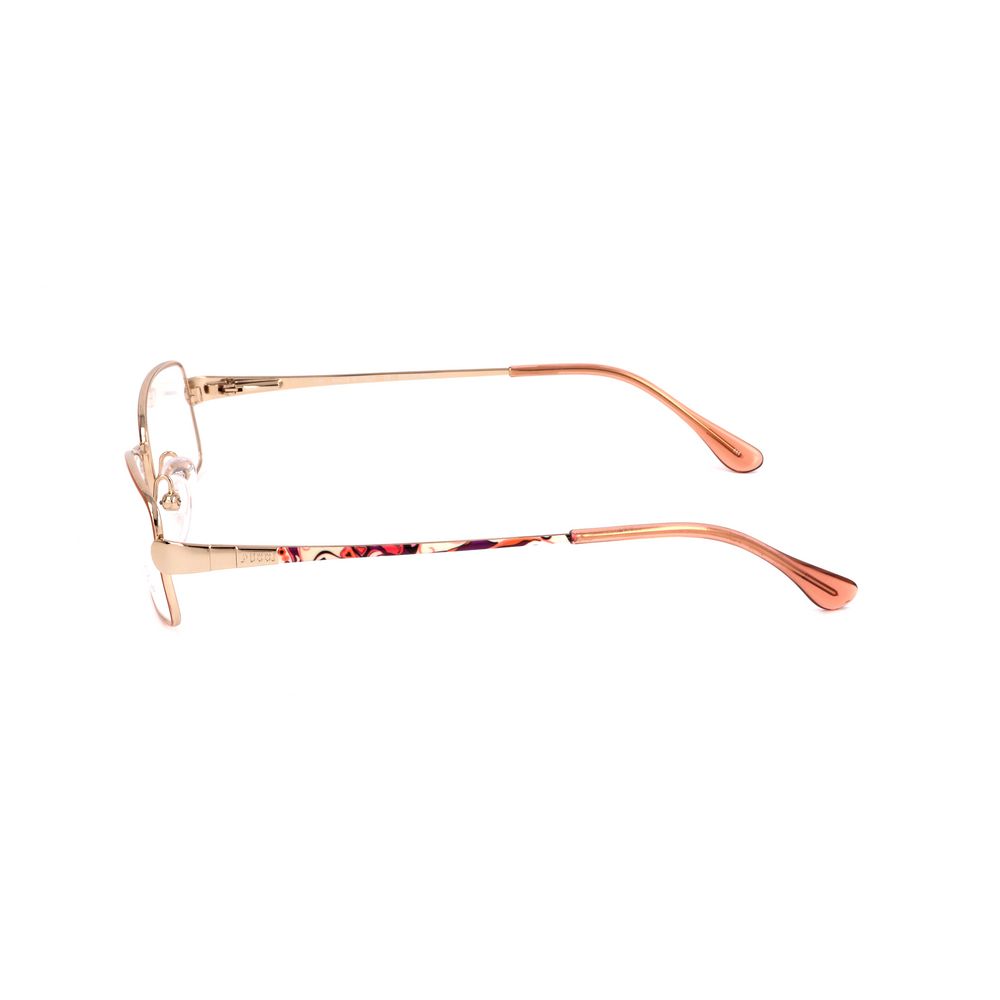 Emilio Pucci Gold Metal Frames with pink accents, side view showing temple design, size 51/15/130 mm.