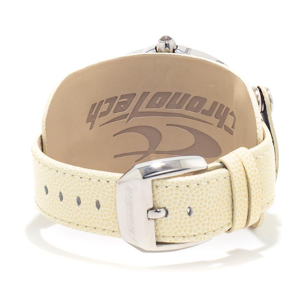 Chronotech Beige Leather Dress Watch