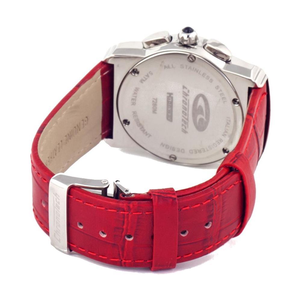 Chronotech Red Leather Dress Watch