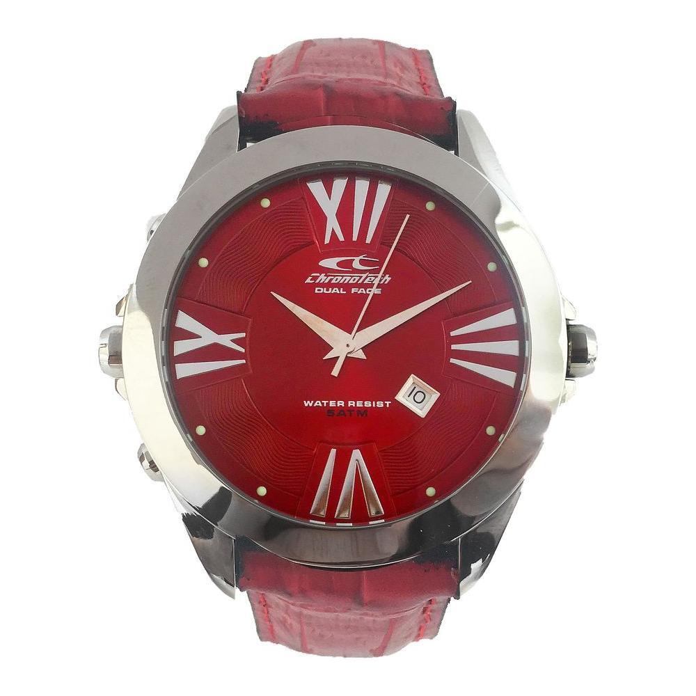 Chronotech Black Leather Watch