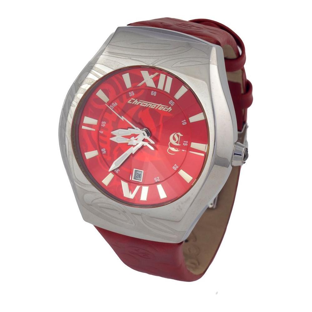 Chronotech Red Leather Dress Watch
