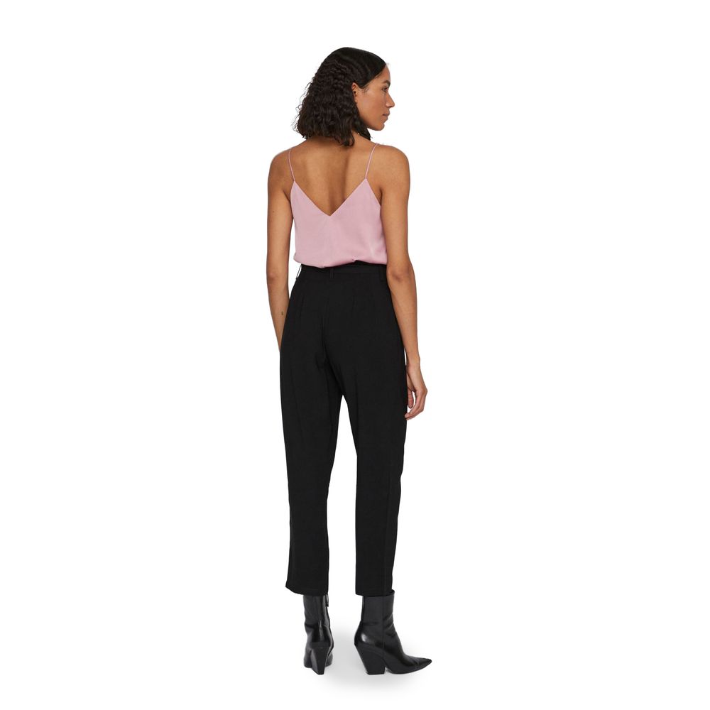 Vila Clothes Black Viscose Cropped Pant