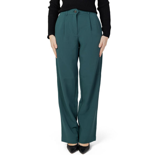 Vila Clothes Green Recycled Polyester Pant