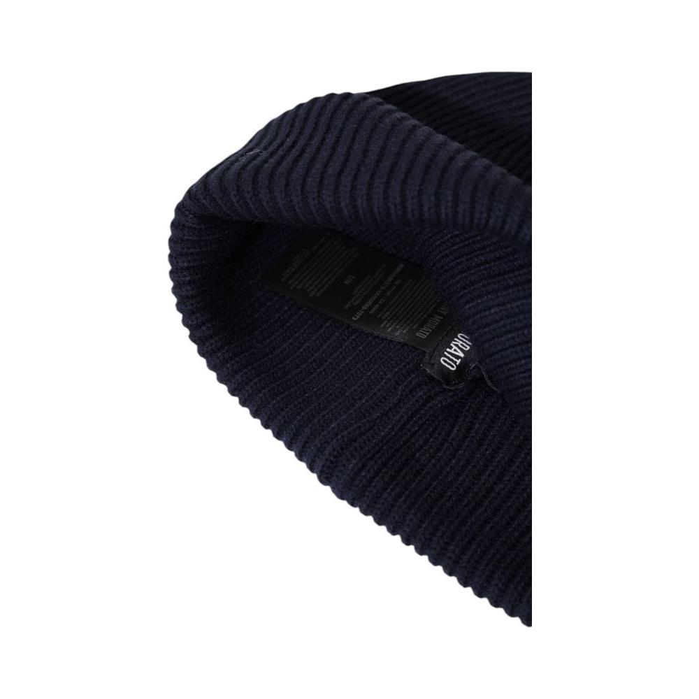 Antony Morato men's blue ribbed beanie, fall/winter collection, made with polyester, acrylic, polyamide, wool, and viscose.