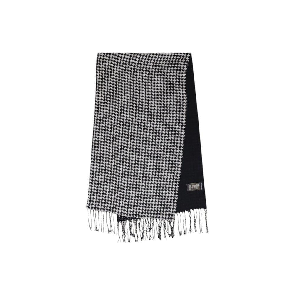 Antony Morato white acrylic scarf for men, fall/winter collection, 100% acrylic, features houndstooth pattern with fringed ends.