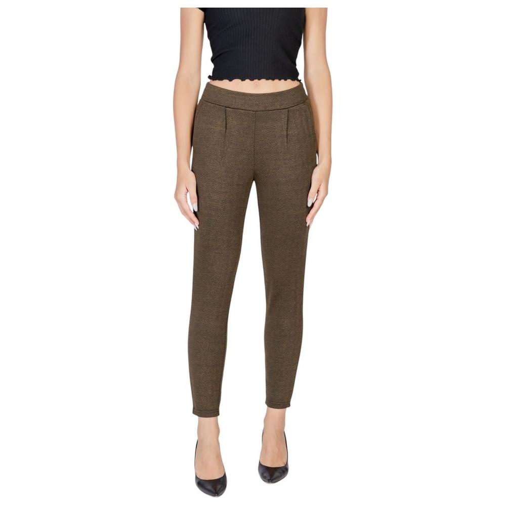 ICHI Green Polyester Jeans & Pant