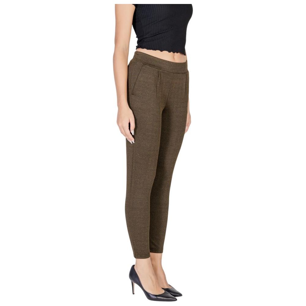 ICHI Green Polyester Jeans & Pant