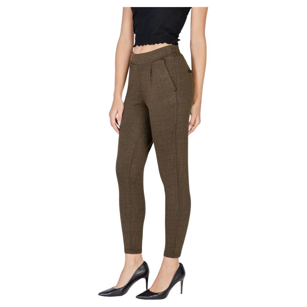 ICHI Green Polyester Jeans & Pant