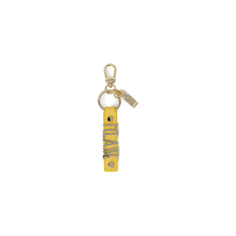 Alviero Martini Prima Classe yellow leather keychain for women, autumn/winter collection, 50% leather, 50% metal, 8.5cm height.