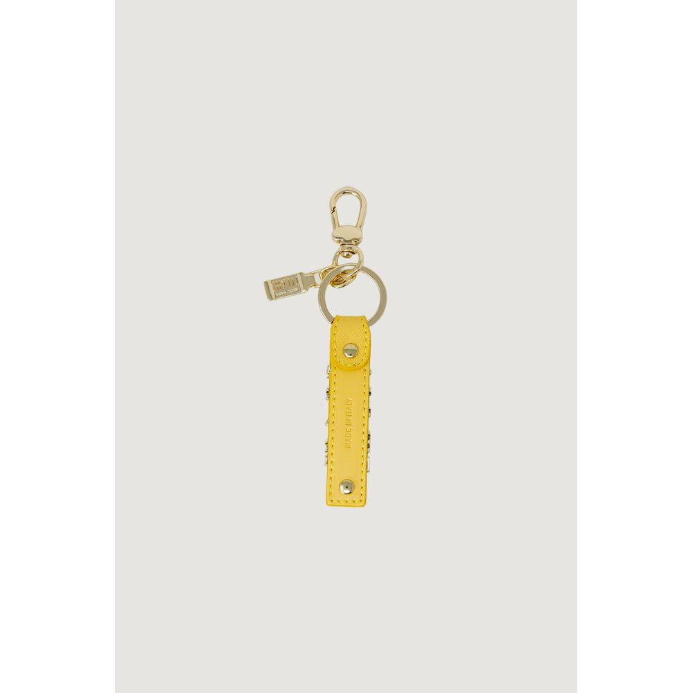 Alviero Martini Prima Classe yellow leather keychain for women, autumn/winter collection, featuring a 50% leather and 50% metal composition.