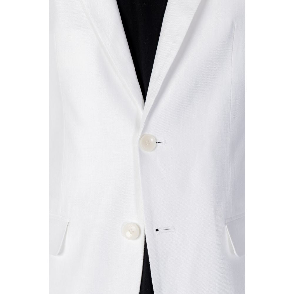 Antony Morato men's white linen suit jacket, spring/summer collection, composed of 52% linen and 48% viscose.