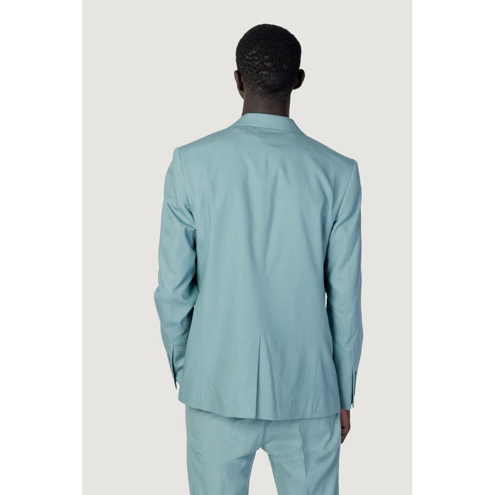 Back view of Antony Morato Green Tencel suit showcasing elegant design and modern fit.