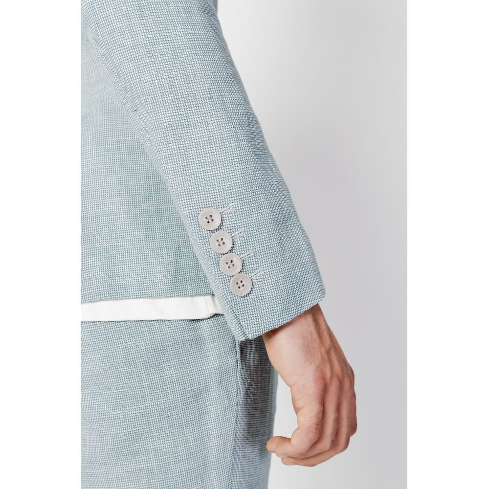 Antony Morato Green Linen Suit Sleeve Detail with Buttons, Men’s Spring/Summer Collection, 53% Flax, 47% Cotton Blend