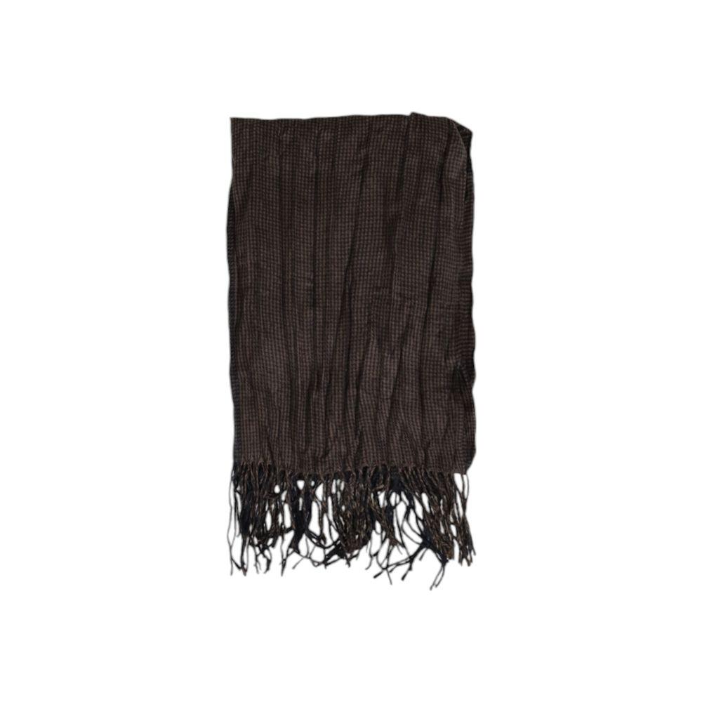 Antony Morato brown polyester scarf for men, fall/winter collection, featuring fringed ends, stylish and warm accessory