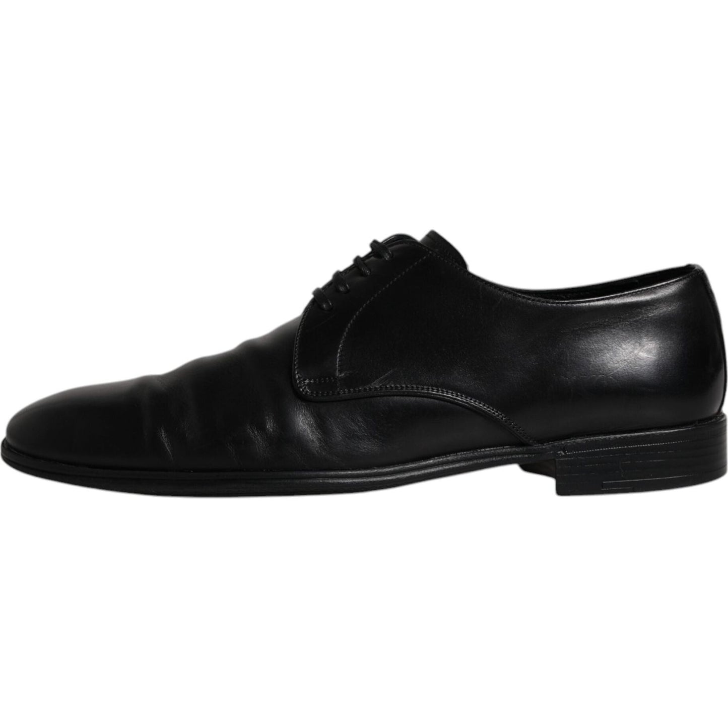 Dolce & Gabbana black leather lace-up men's derby formal shoes, calf leather, exclusive design, slight preowned condition.