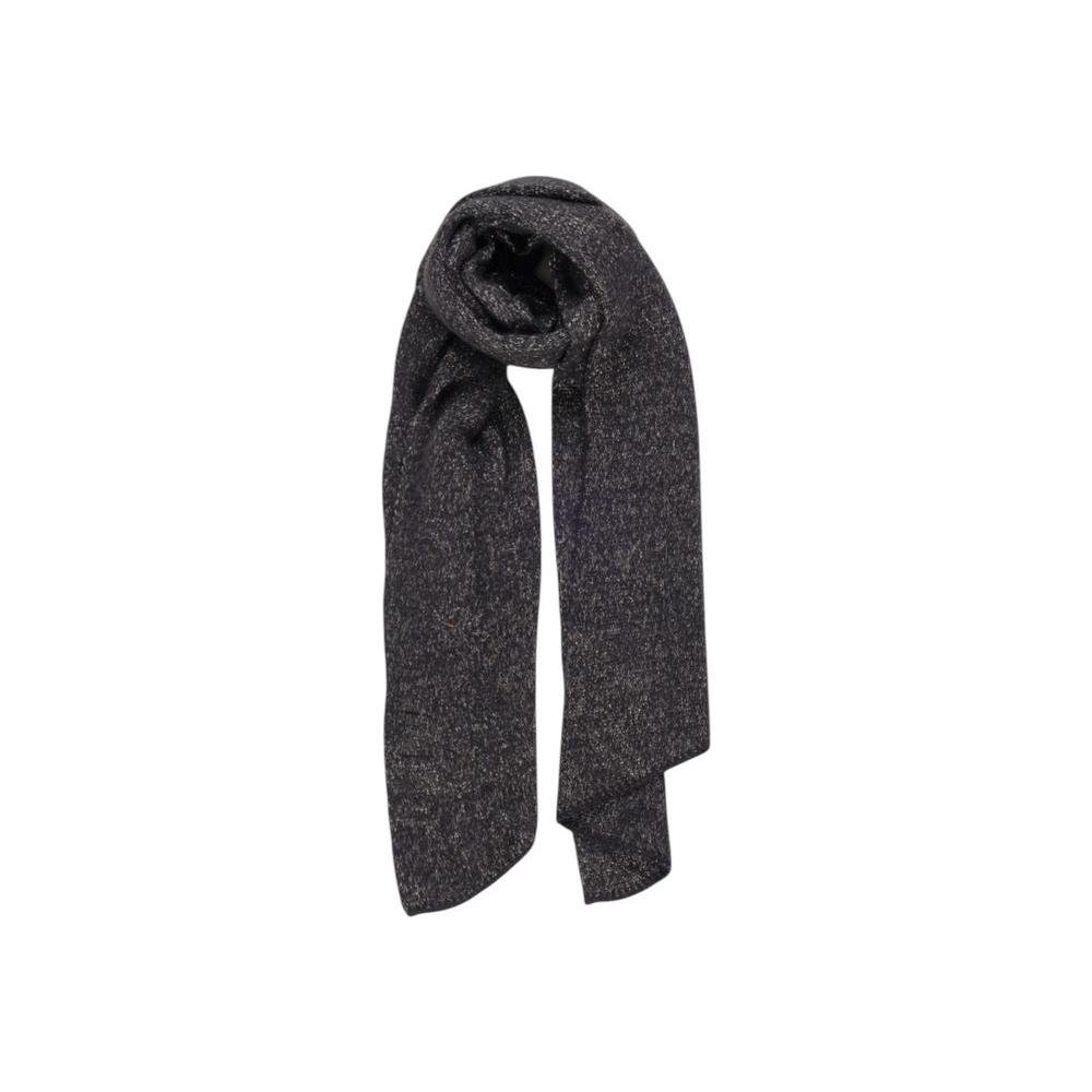 Pieces black recycled polyester scarf with soft texture and metallic fibers
