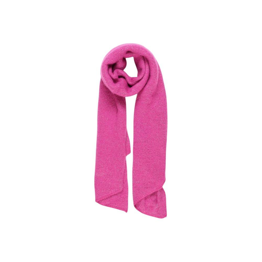 Pieces pink recycled polyester scarf with lurex, elegant and sustainable accessory for all seasons, soft and lightweight texture.